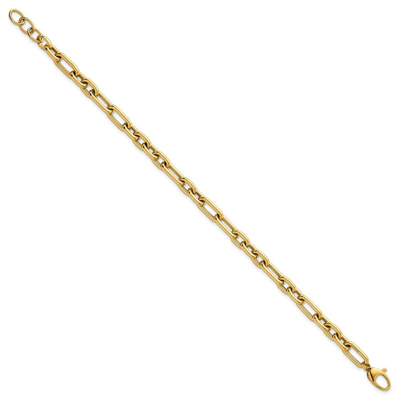 14K Yellow Gold Polished 5.8mm Lightweight Fancy Open Link Chain Bracelet Plus Extender
