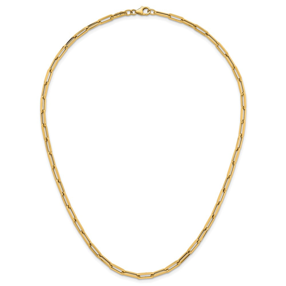 14K Yellow Gold Polished 4mm Paperclip Link 18 Inch Necklace