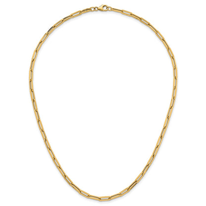 14K Yellow Gold Polished 4mm Paperclip Link 18 Inch Necklace