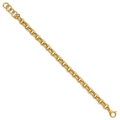 14K Yellow Gold Polished 8.5mm Lightweight Double Link Cable 7.5 Inch Bracelet Plus 0.75 Inch Extender