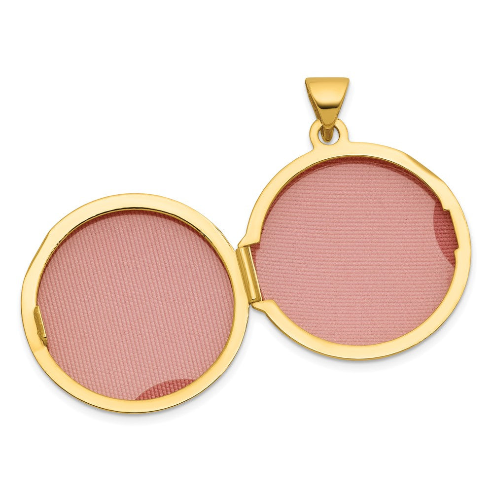 14K Yellow Gold and Rhodium OUR CIRCLE OF LOVE GOES AROUND AND NEVER ENDS Black Oil Reversible 20mm Round Locket