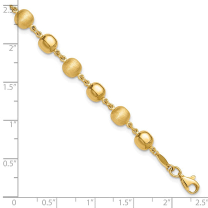 14K Yellow Gold Polished and Satin 5.5mm Puffed Circles 7.5 Inch Bracelet