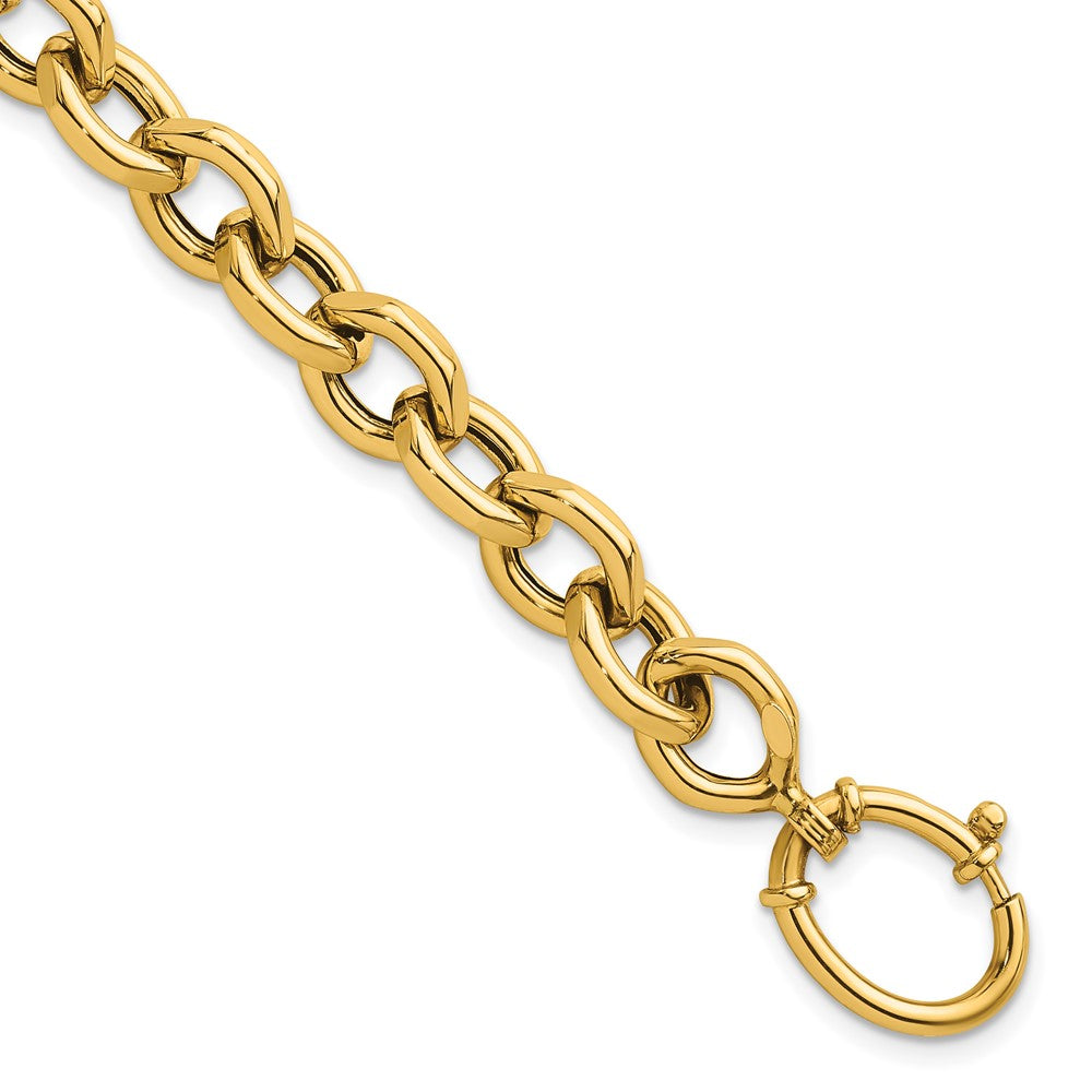 14K Yellow Gold Polished 9mm Fancy Cable Link 7.25 Inch Bracelet