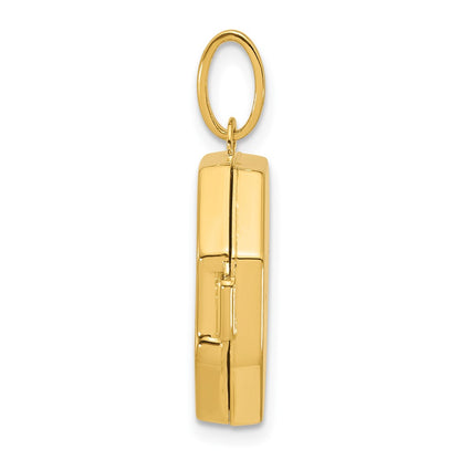 14K Yellow Gold Half Point Diamond Polished With Star 18mm Octagon Shaped Locket