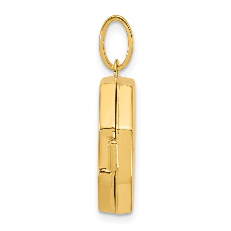 14K Yellow Gold Half Point Diamond Polished With Star 18mm Octagon Shaped Locket