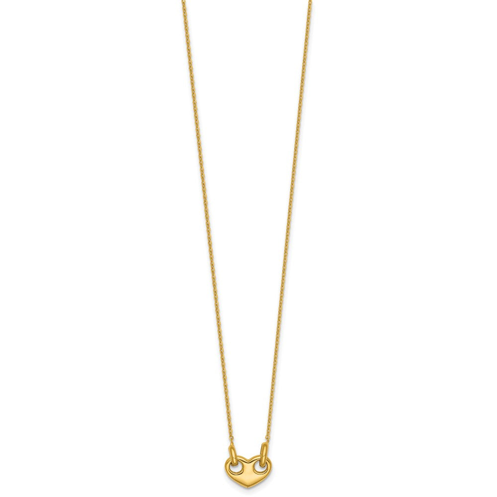14K Yellow Gold Polished Heart 18 Inch Necklace