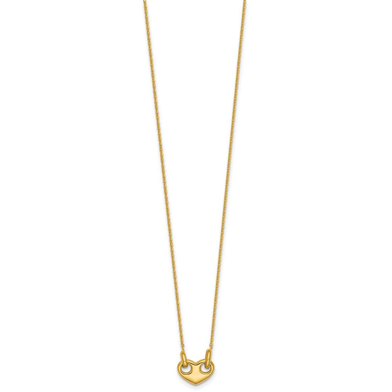 14K Yellow Gold Polished Heart 18 Inch Necklace