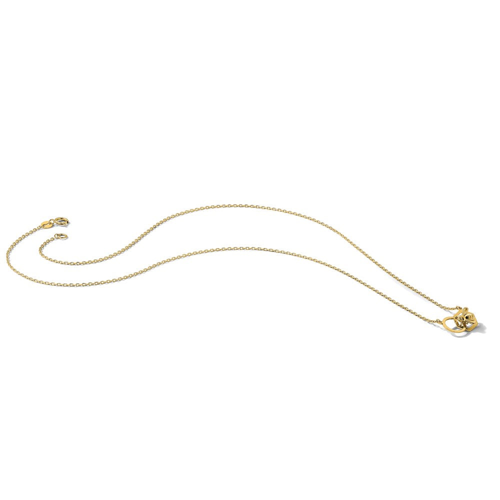 14K Yellow Gold Polished Bee and Circle 17.5 Inch Necklace