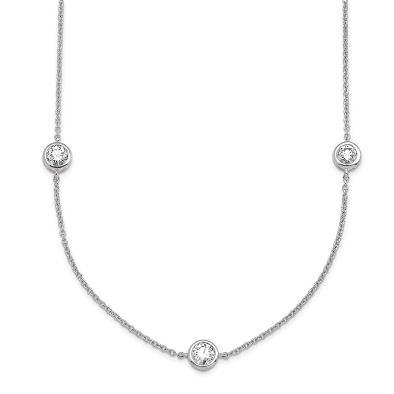 14K White Gold 1 3/4 carat Lab Grown Diamond VS/SI+ G+ Complete 16 Inch Seven Station Necklace