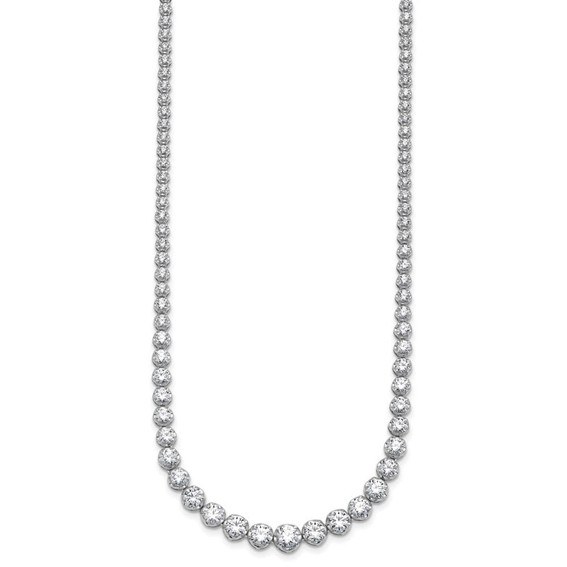 14K White Gold 10 1/20 carat Certified Lab Grown Diamond VS+ F+ Complete Round 16 Inch Graduated Tennis Necklace