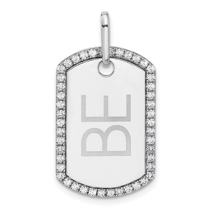 14K White Gold Personalized Diamond Dog Tag Charm