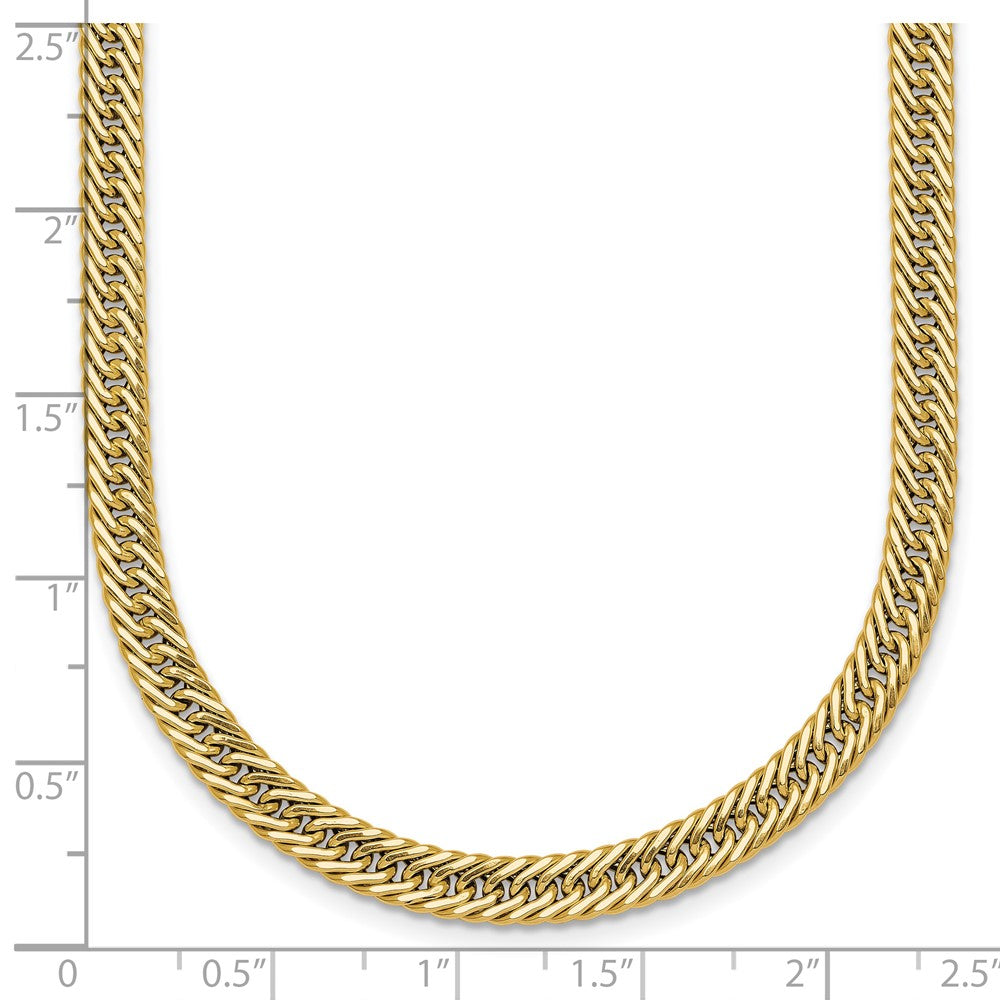 14K Yellow Gold Polished Fancy Hollow Curb Link 17 Inch Necklace