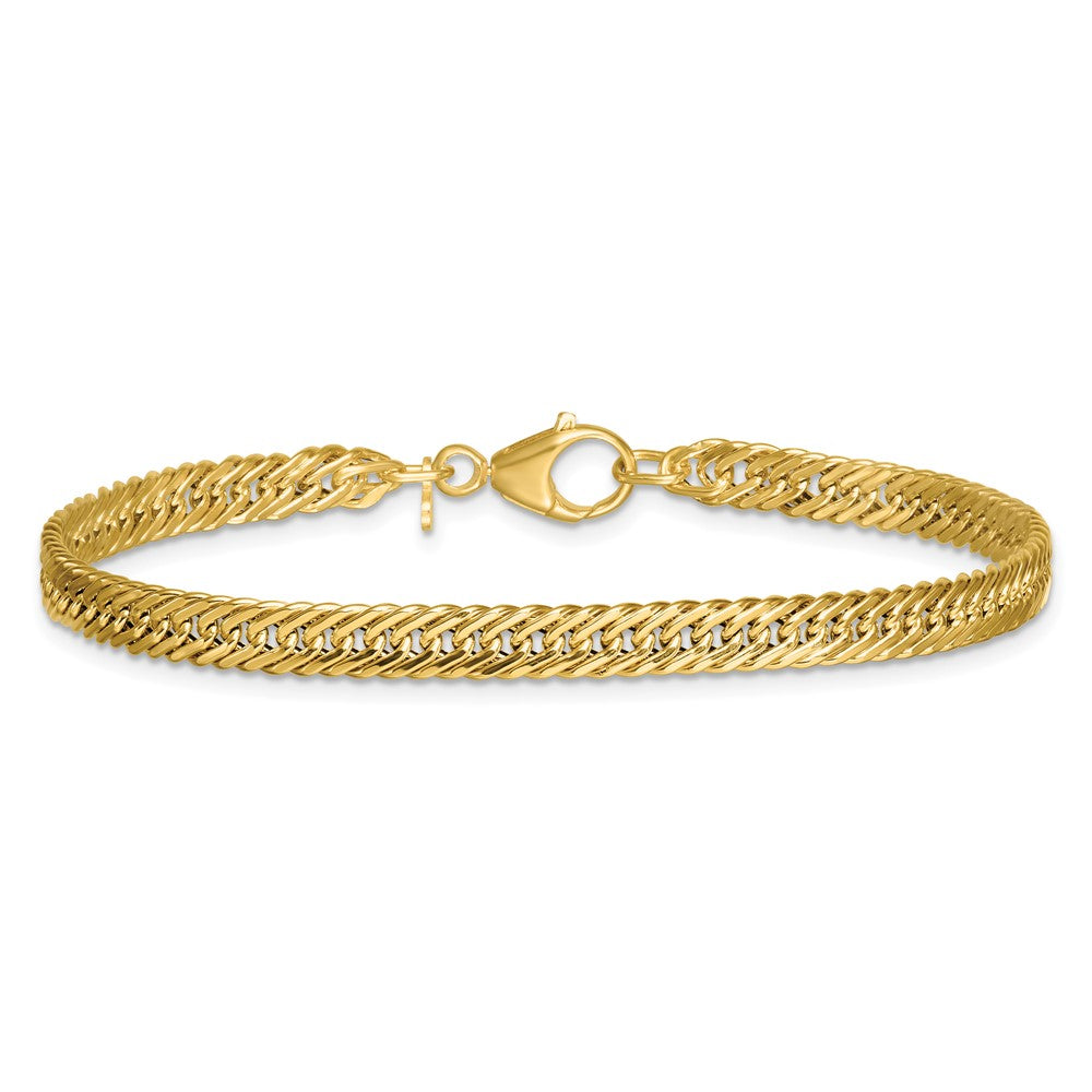 14K Yellow Gold Polished Fancy Hollow Curb Link 7.5 Inch Bracelet