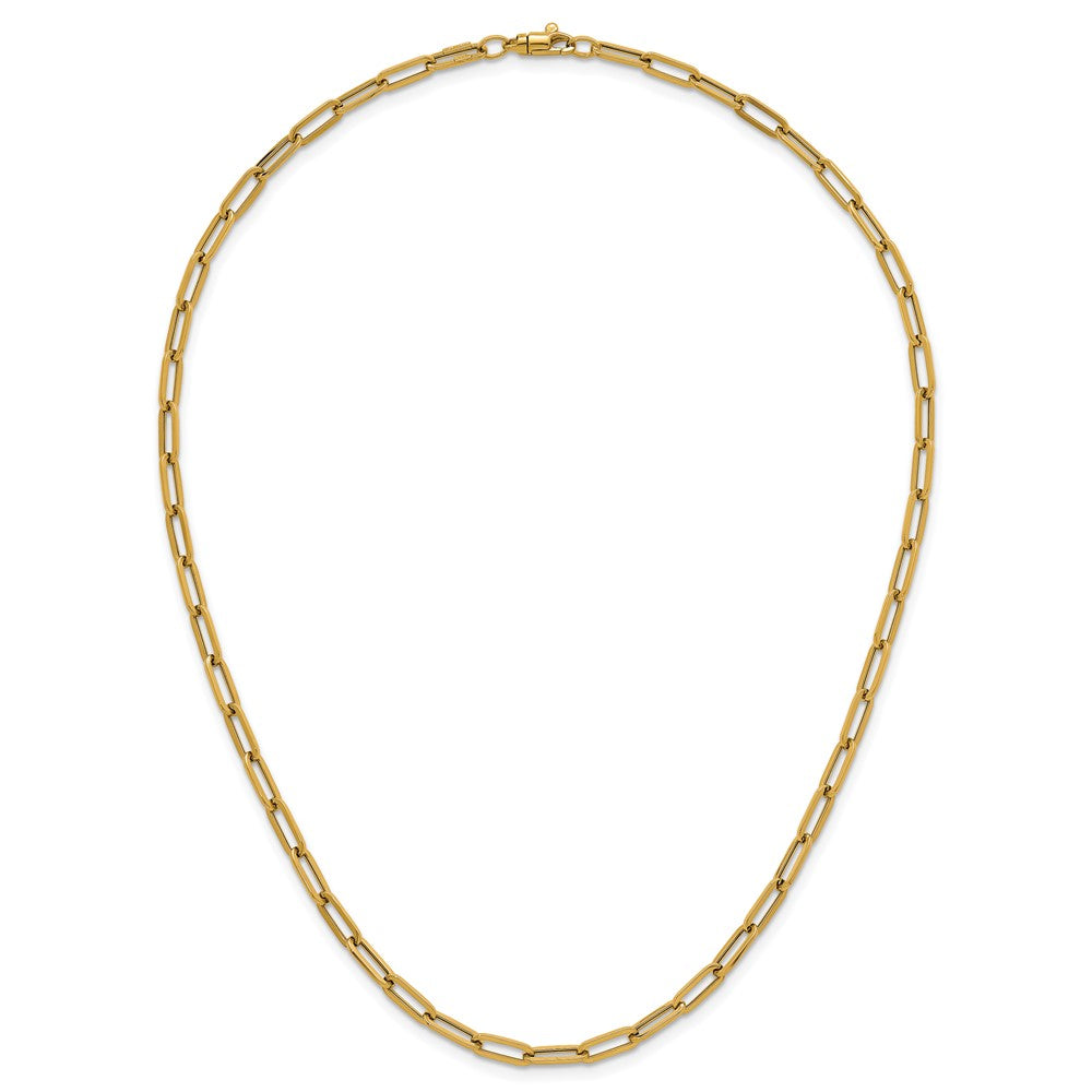 14K Yellow Gold Polished 4mm Paperclip Link 18 Inch Necklace