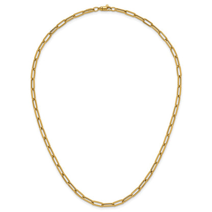 14K Yellow Gold Polished 4mm Paperclip Link 18 Inch Necklace