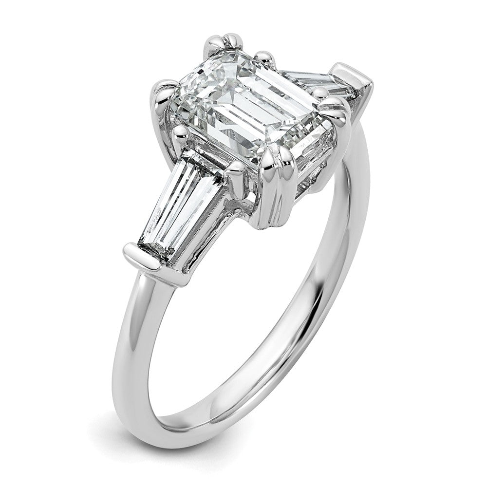 14K White Gold 3/4ct Lab Grown Dia VS+ F+ Emerald Center Semi-Mount Eng Ring