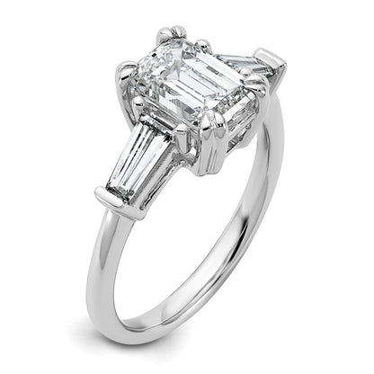 14K White Gold 3/4ct Lab Grown Dia VS+ F+ Emerald Center Semi-Mount Eng Ring