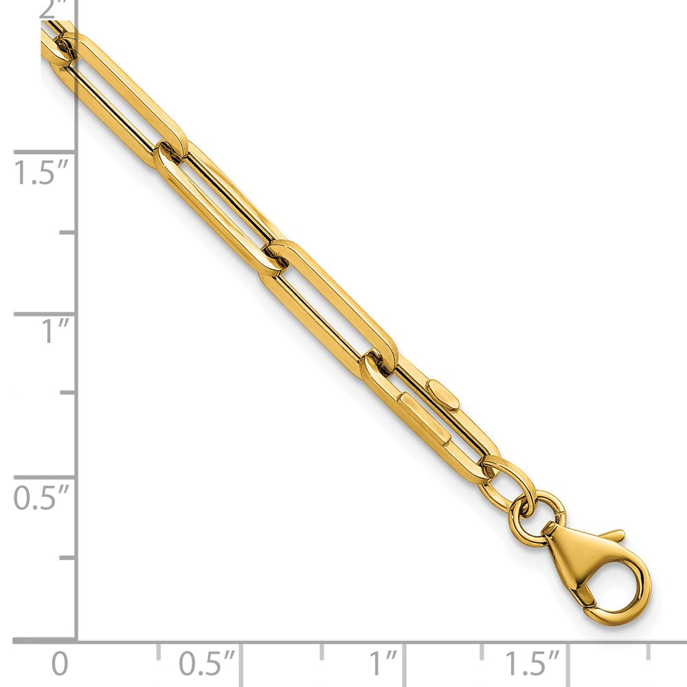 14K Yellow Gold Polished 4.3mm Paperclip Link 7.5 Inch Bracelet