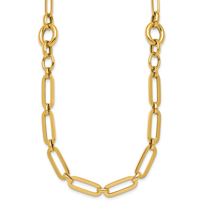 14K Yellow Gold Polished Fancy Paperclip Link 17.25 Inch Necklace