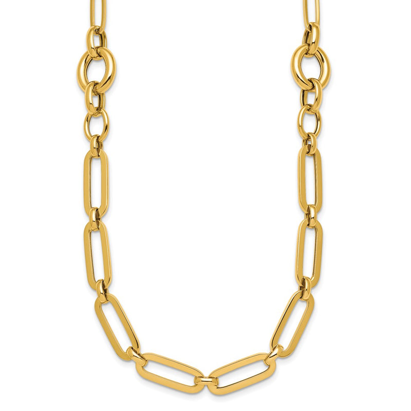 14K Yellow Gold Polished Fancy Paperclip Link 17.25 Inch Necklace