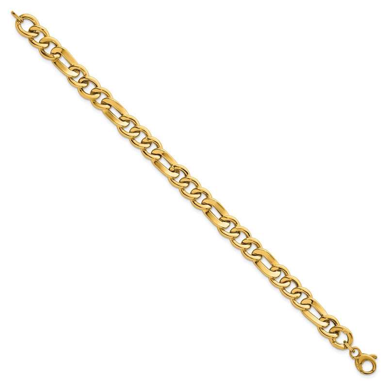 14K Yellow Gold Polished 8.3mm Fancy Figaro Link Chain Bracelet