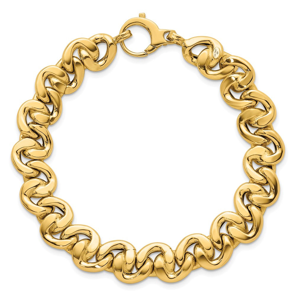 14K Yellow Gold Polished 9.25mm Fancy Link 7.5 Inch Bracelet