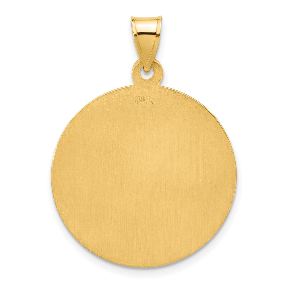 14K Yellow Gold Polished and Satin Large Solid St Jude Thaddeus Medal Round Pendant