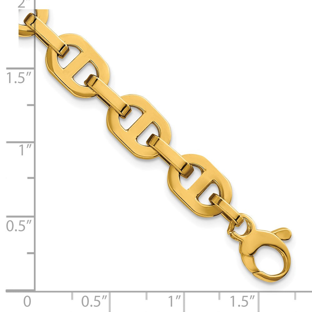 14K Yellow Gold Polished 8.5mm Fancy Anchor Link Chain Bracelet
