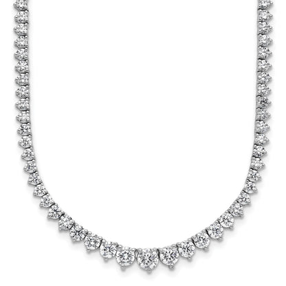 14K White Gold 11 5/8 carat Certified Lab Grown Diamond VS+ F+ Complete Round 20 Inch Graduated Tennis Necklace