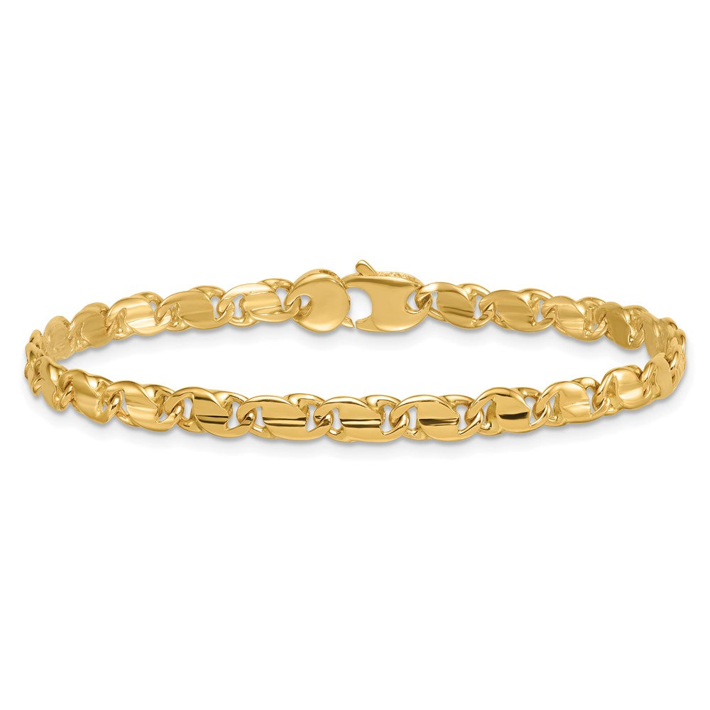 14K Yellow Gold Polished 4.5mm Fancy Flat Link 7.25 Inch Bracelet