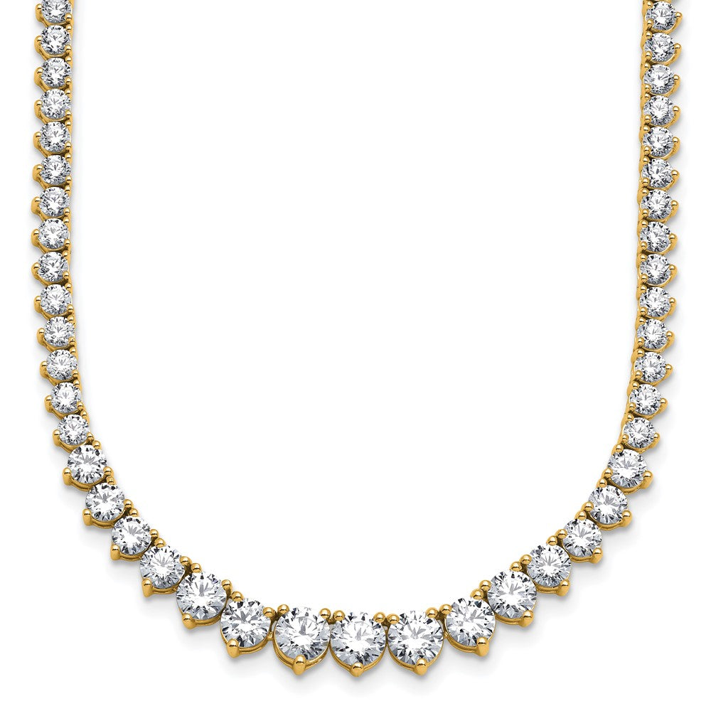 14K Yellow Gold 15 1/10 carat Certified Lab Grown Diamond VS+ F+ Complete Round 16 Inch Graduated Tennis Necklace