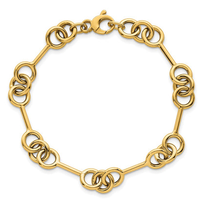 14K Yellow Gold Polished 8.4mm Fancy Link Chain Bracelet