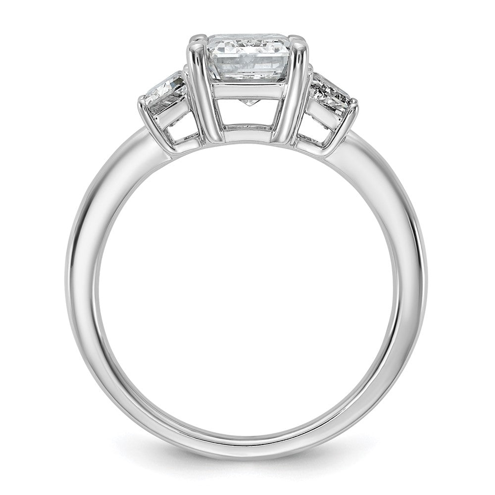 14K White Gold 3/4ct Lab Grown Dia VS+ F+ Semi Mount Emerald Center Ring