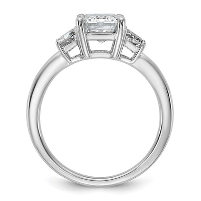 14K White Gold 3/4ct Lab Grown Dia VS+ F+ Semi Mount Emerald Center Ring