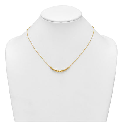 14K Yellow Gold Polished Diamond-cut and Square Beaded 16 Inch Necklace Plus 2 Inch Extender