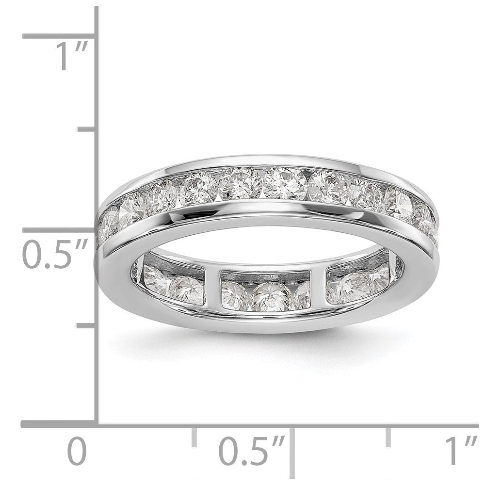 14K White Gold Polished 2ct Channel Set Diamond Eternity Wedding Band Ring
