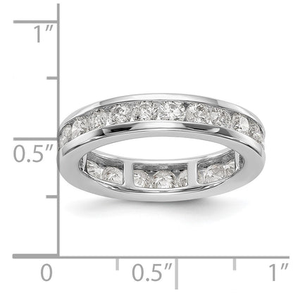 14K White Gold Polished 2ct Channel Set Diamond Eternity Wedding Band Ring