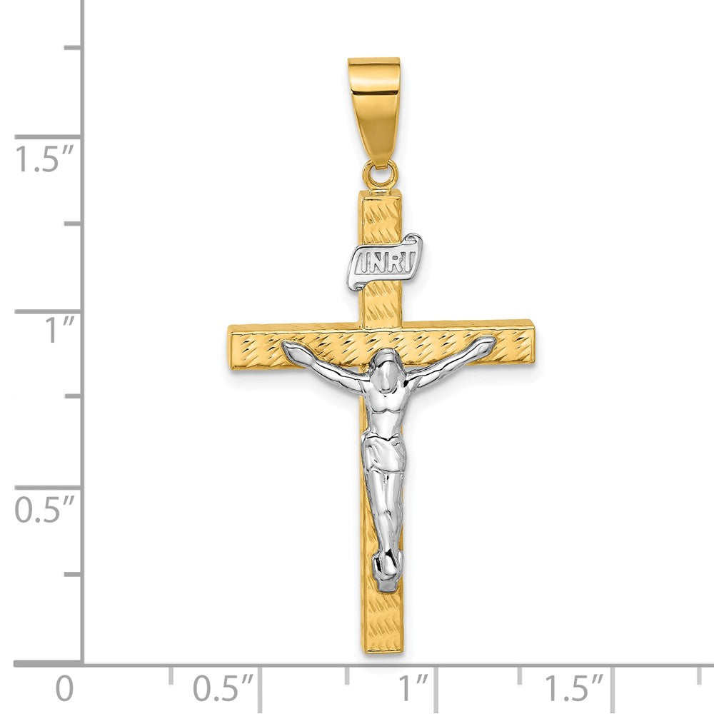 14K Two-Tone Gold Two-tone Polished and Diamond-cut Crucifix Pendant