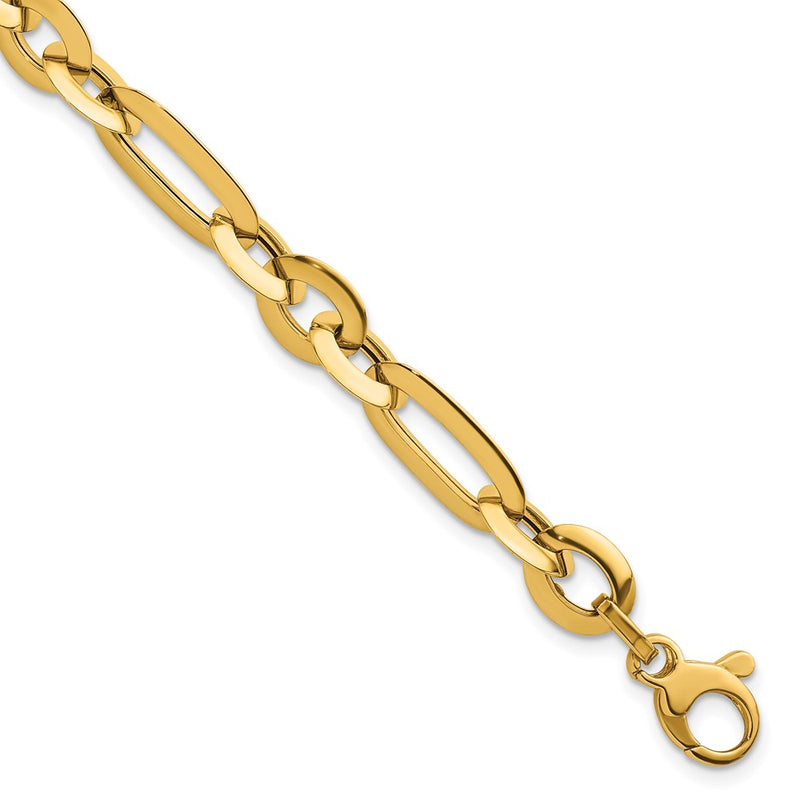 14K Yellow Gold Polished 7.75mm Long Knife Edge Link 7.5 Inch Bracelet