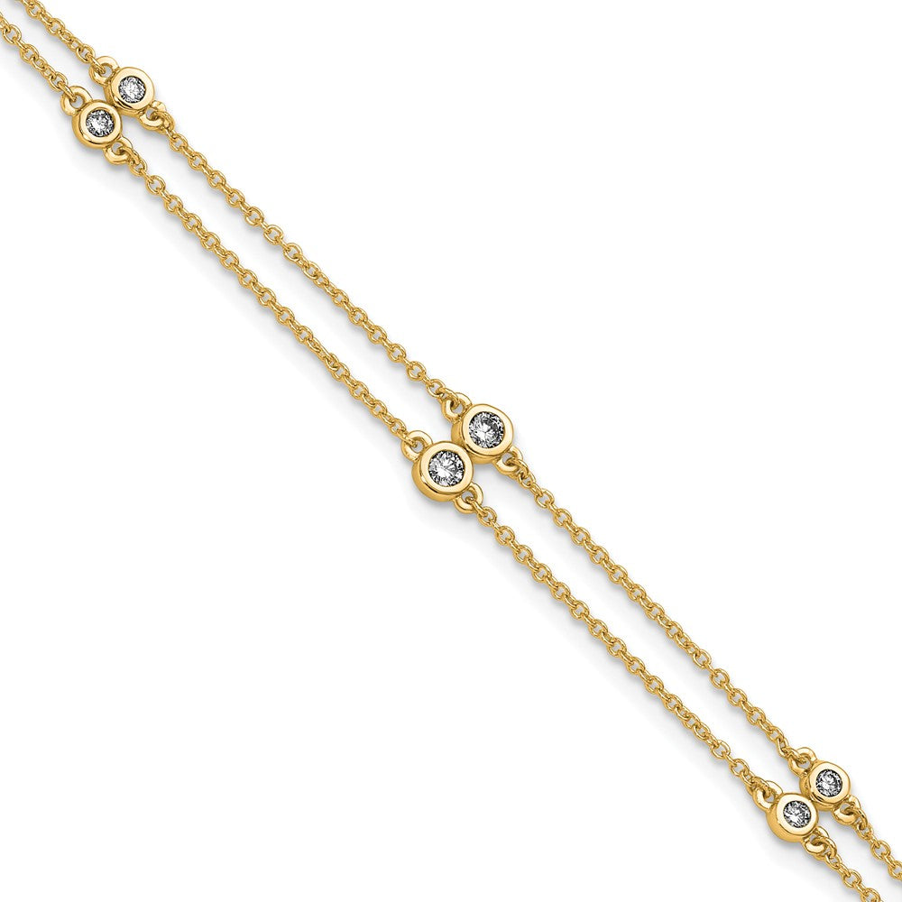 14K Yellow Gold Complete 1/4 carat Diamond Multi-Station Double Strand 7 Inch Bracelet