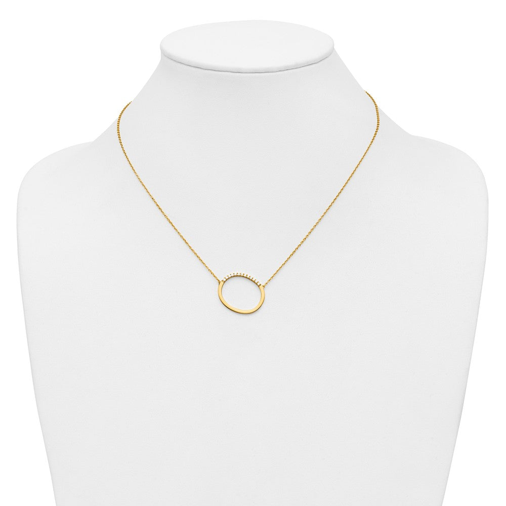 14K Yellow Gold Sideways Diamond Initial O 18 Inch Necklace