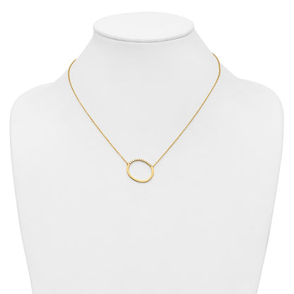 14K Yellow Gold Sideways Diamond Initial O 18 Inch Necklace