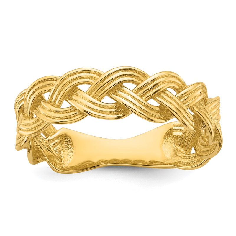 14K Yellow Gold Polished Fancy Braided Size 7 Ring