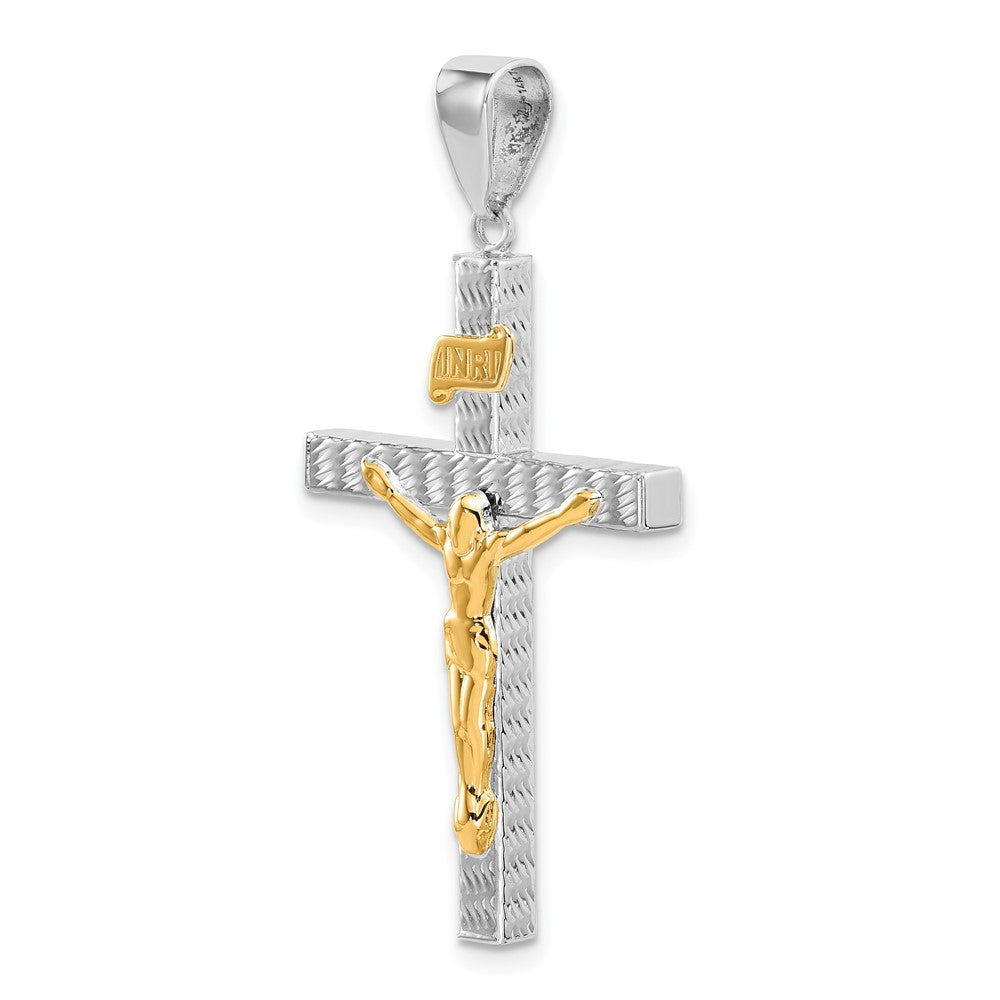 14K Two-Tone Gold Two-tone Polished and Diamond-cut Crucifix Pendant