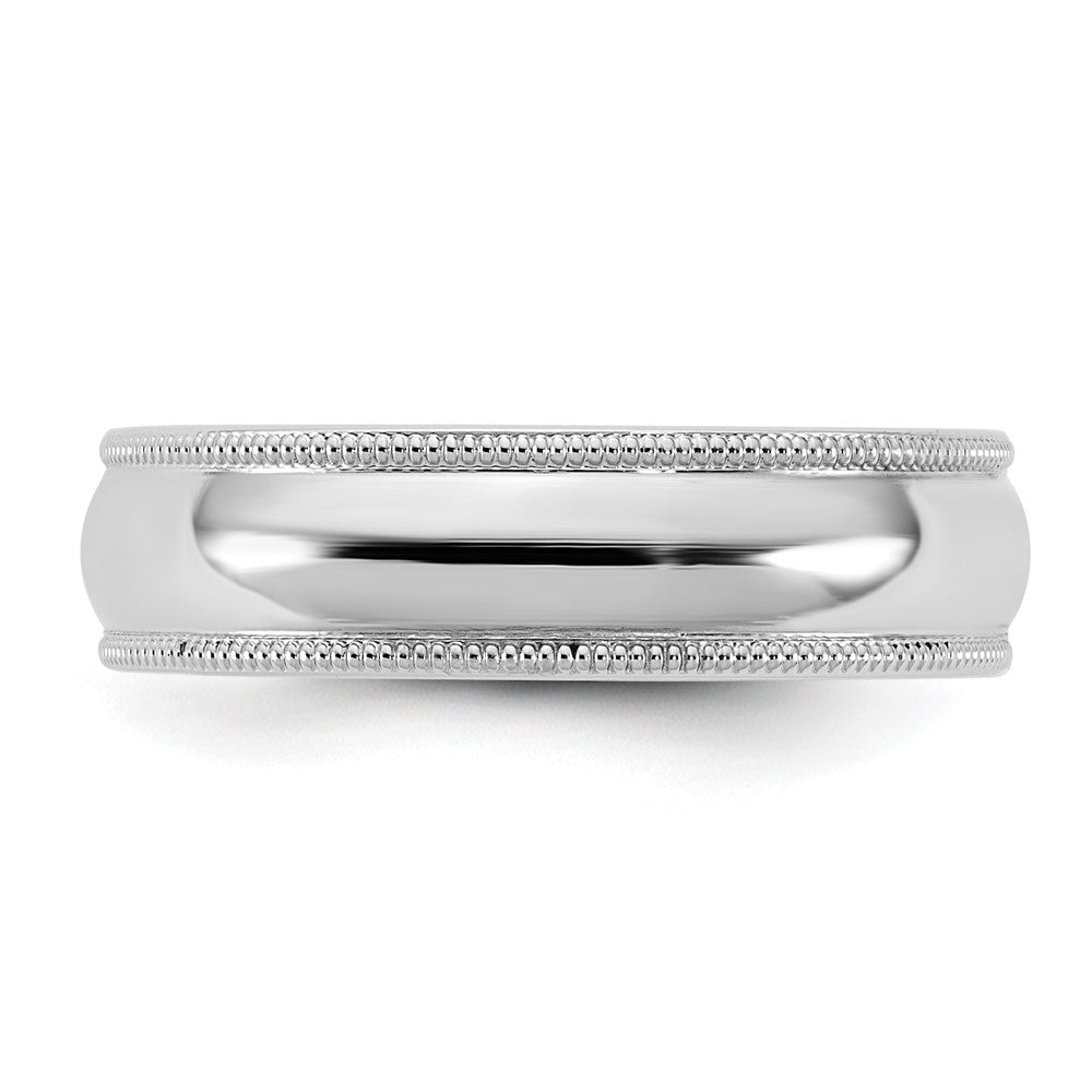 14k White Gold 5.5mm Milgrain Comfort Fit Wedding Band Ring