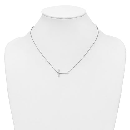 14K White Gold Sideways Diamond Initial T 18 Inch Necklace