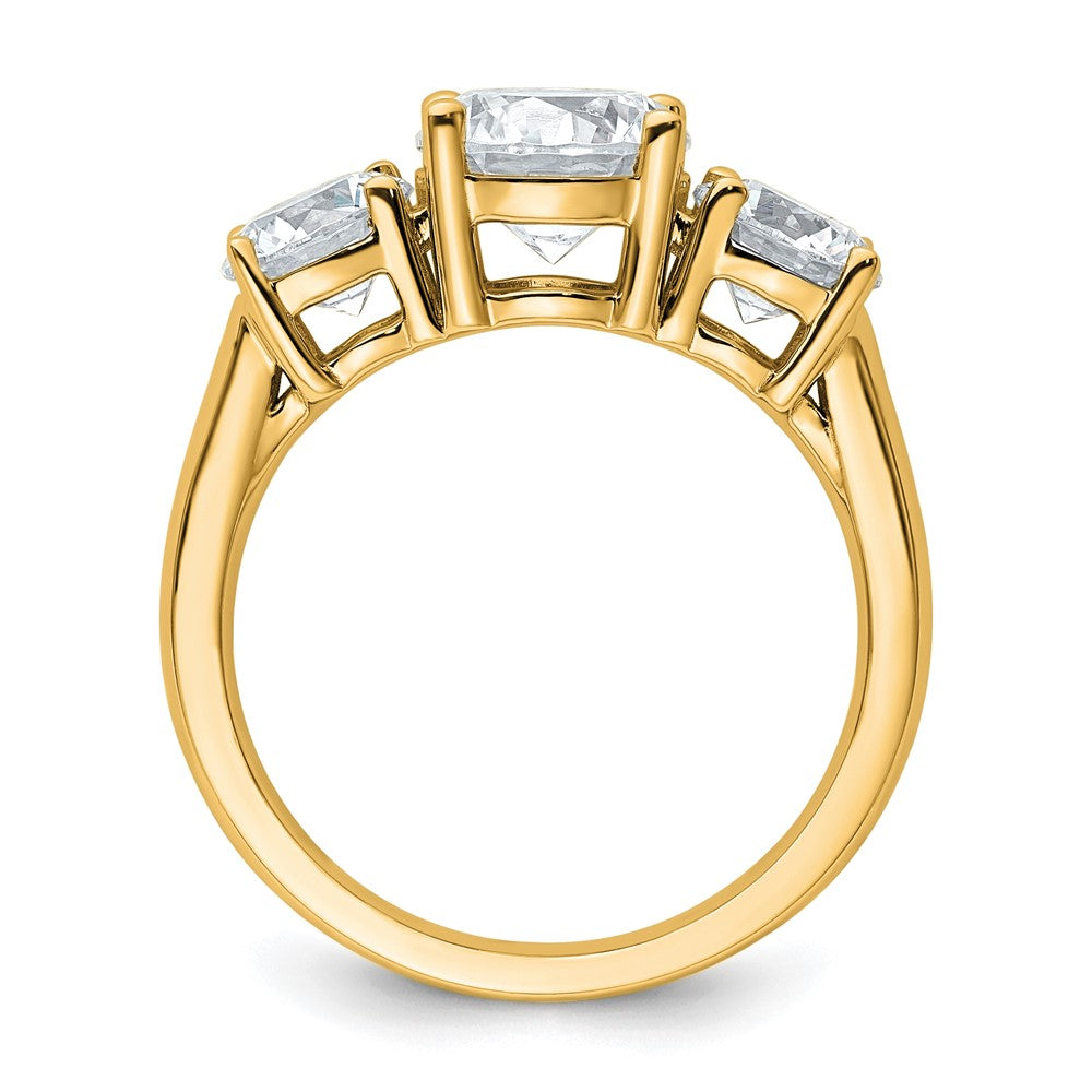 14K Yellow Gold 3 carat Lab Grown Diamond VS+ F+ Three Stone Complete Engagement Ring