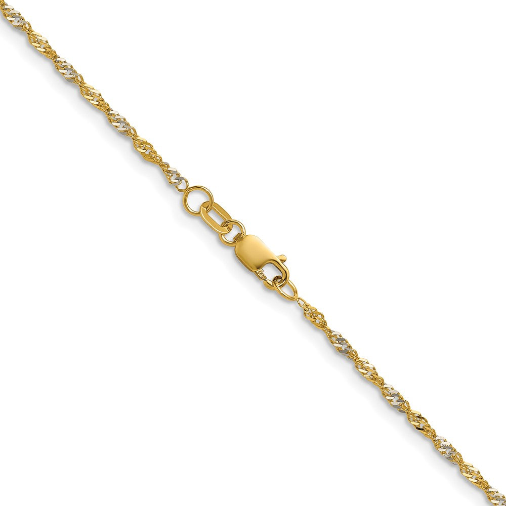 14K Yellow Gold with Rhodium 1.65mm Singapore Chain Necklace
