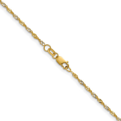 14K Yellow Gold with Rhodium 1.65mm Singapore Chain Necklace