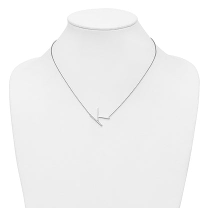 14K White Gold Sideways Diamond Initial K 18 Inch Necklace